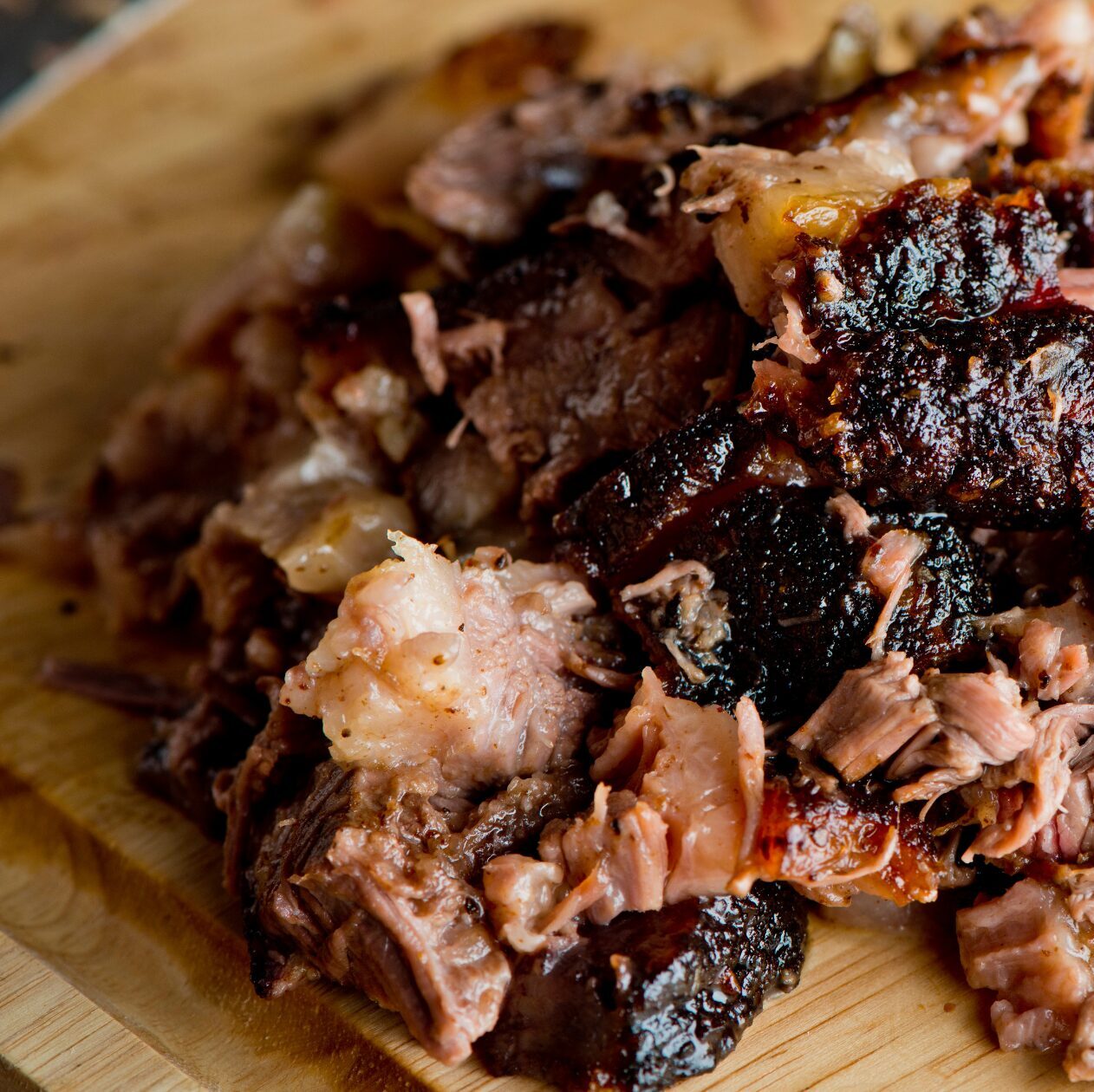 Baked brisket on cutting board